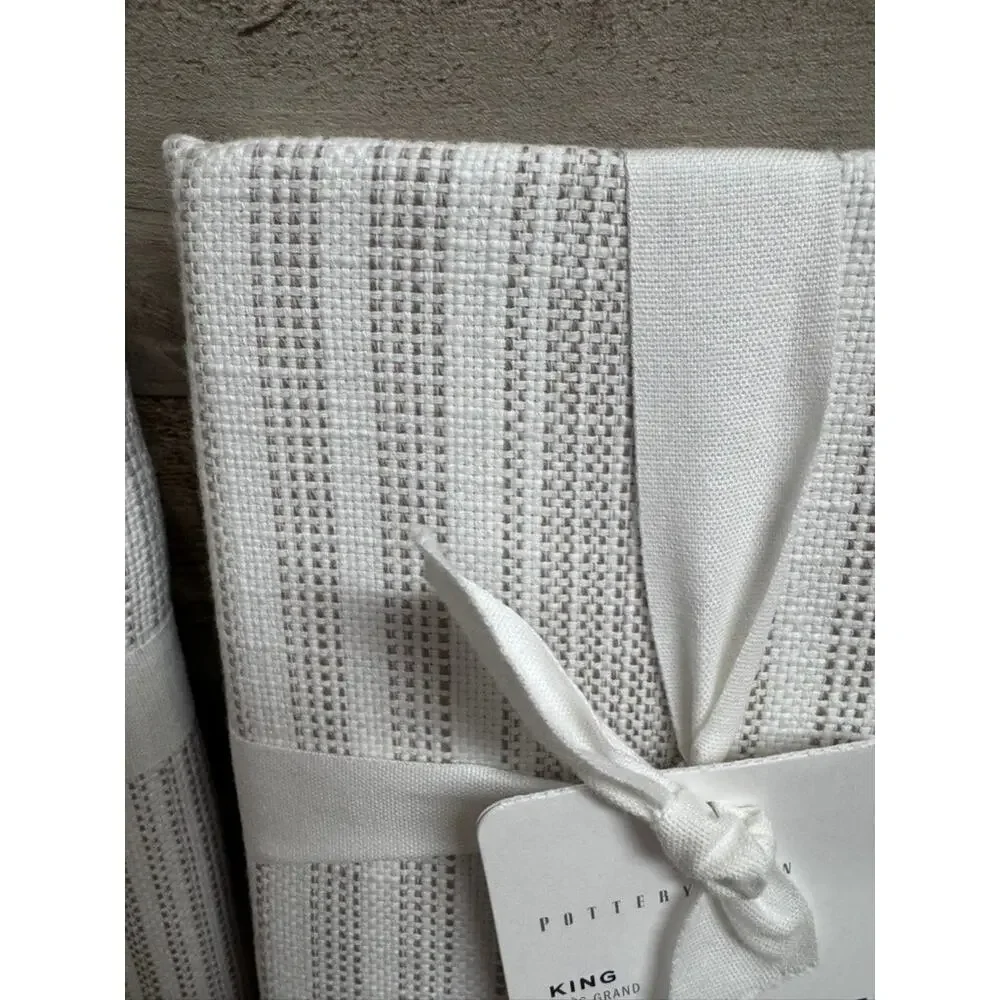 NWT Pottery Barn Hawthorn Stripe Shams King Taupe